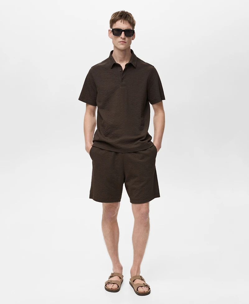 Mango Men's Drawstring Seersucker 5.47" Shorts