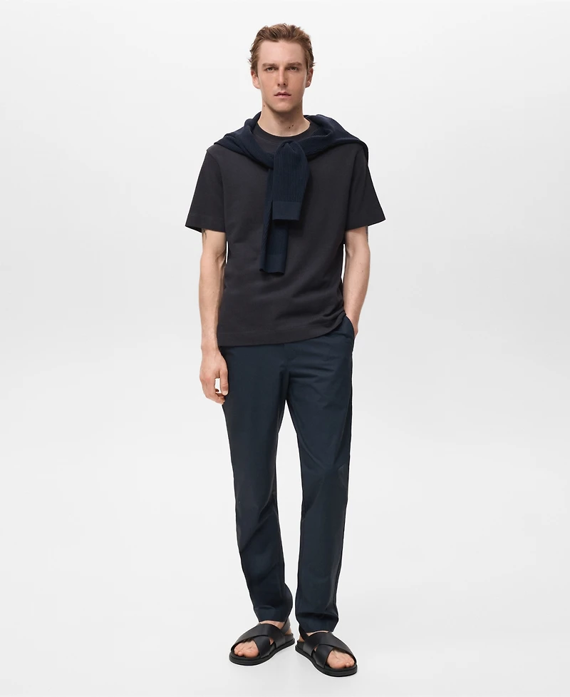 Mango Men's Cotton Fine-Knit T-Shirt