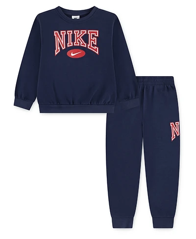 Nike Little Boys Gameday Essentials 2-Piece Crewneck Sweatshirt and Pants Set