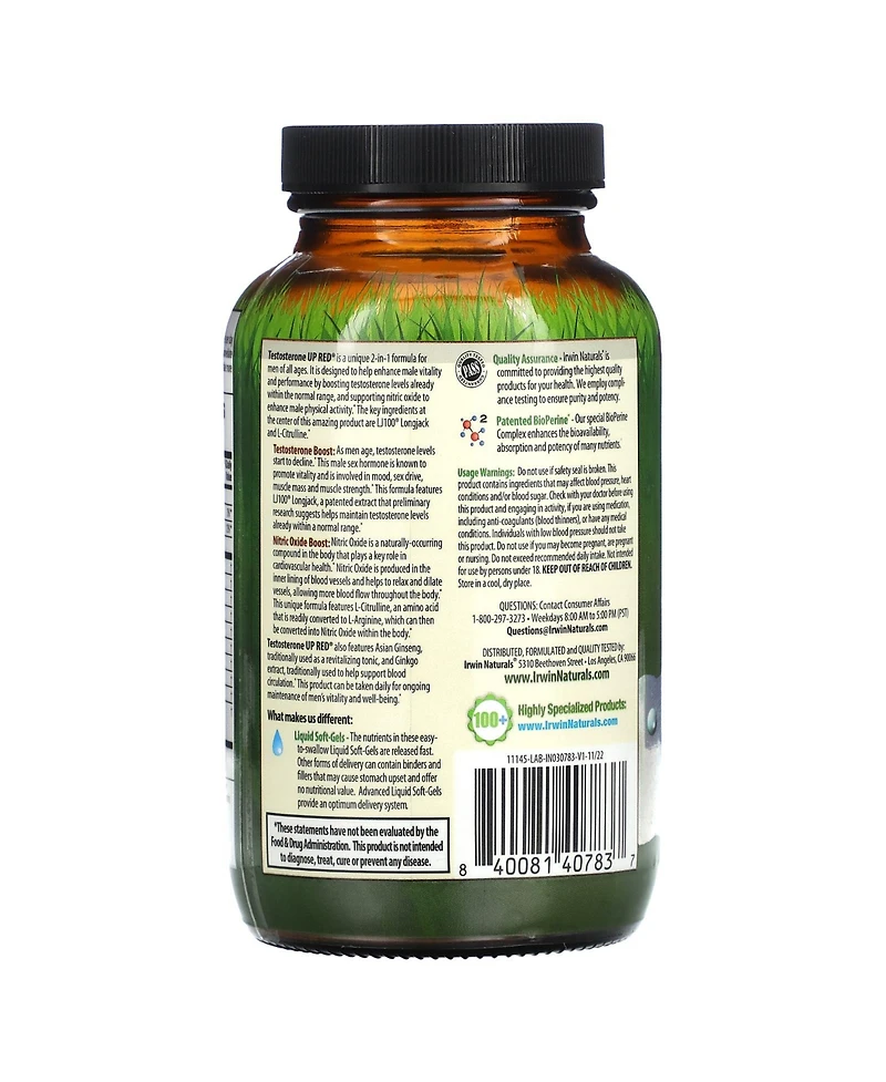 Irwin Naturals Testosterone Up Red with Nitric Oxide Booster