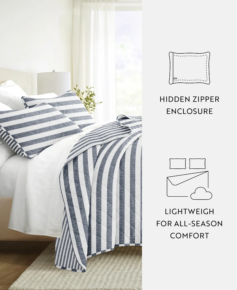 ienjoy Home Classic Stripe Reversible 3-Pc. Quilt Set, Full/Queen