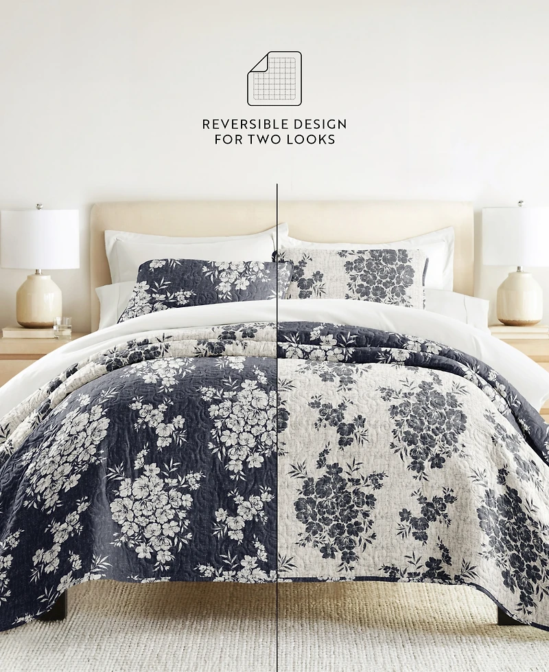 ienjoy Home Distressed Bouquet Reversible 3-Pc. Quilt Set, King/California King