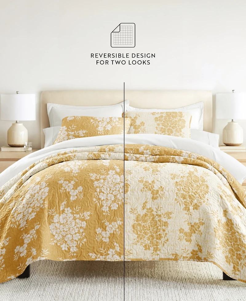 ienjoy Home Distressed Bouquet Reversible 3-Pc. Quilt Set, King/California King