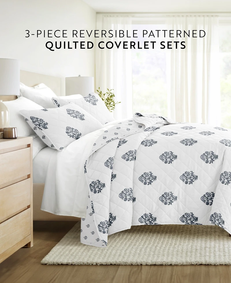 ienjoy Home Stamped Bloom Reversible 3-Pc. Quilt Set, King/California King