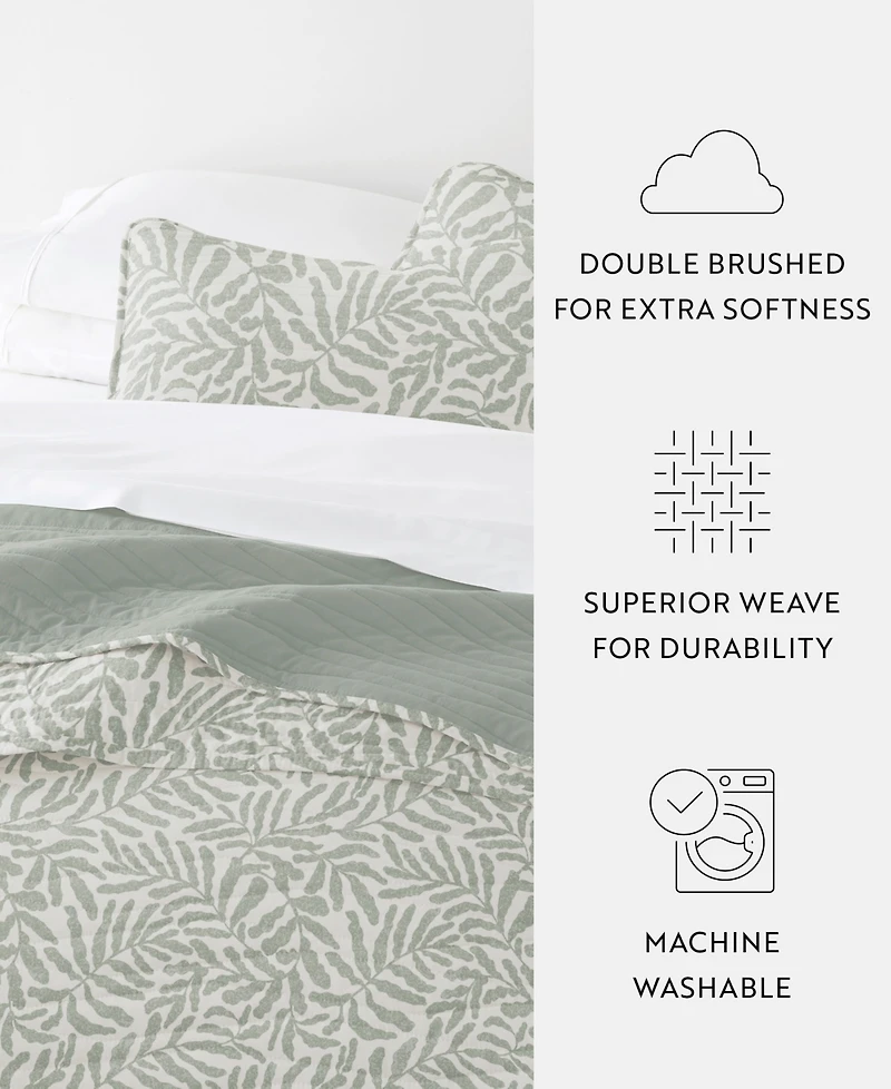 ienjoy Home Tossed Ferns Reversible 3-Pc. Quilt Set, King/California King