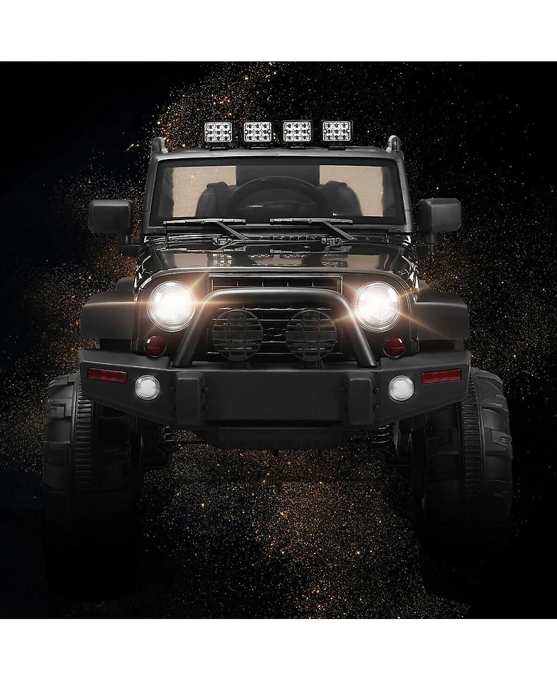 Akiudex 12V Kids Remote Control Riding Truck Car with Led Lights - Black