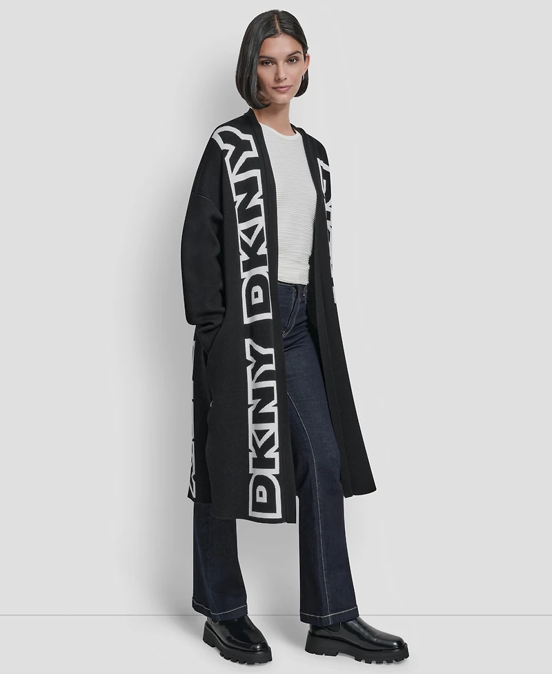 Dkny Women's Exploded Logo Oversized Cardigan Sweater