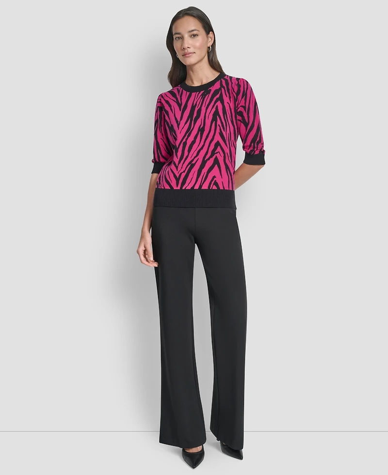 Dkny Women's Zebra Print Crew Neck Sweater