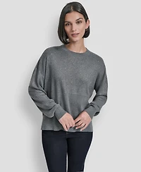 Dkny Women's Sparkle Hotfix Long Sleeve Sweater