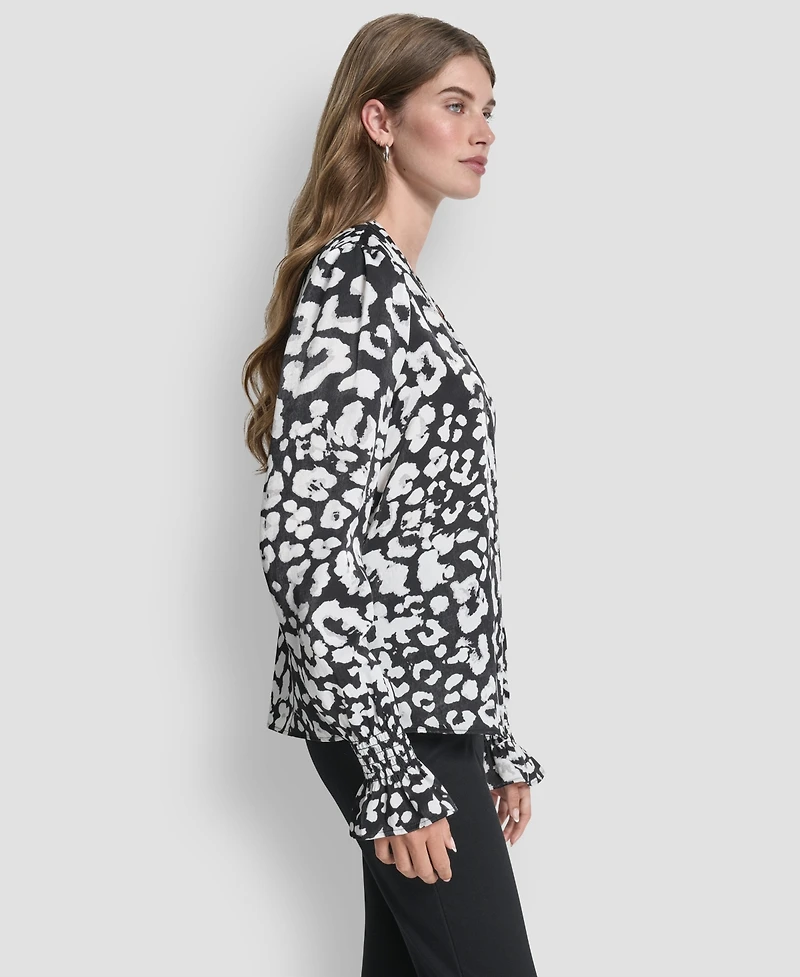 Dkny Women's Long-Sleeve Split-Neck Top