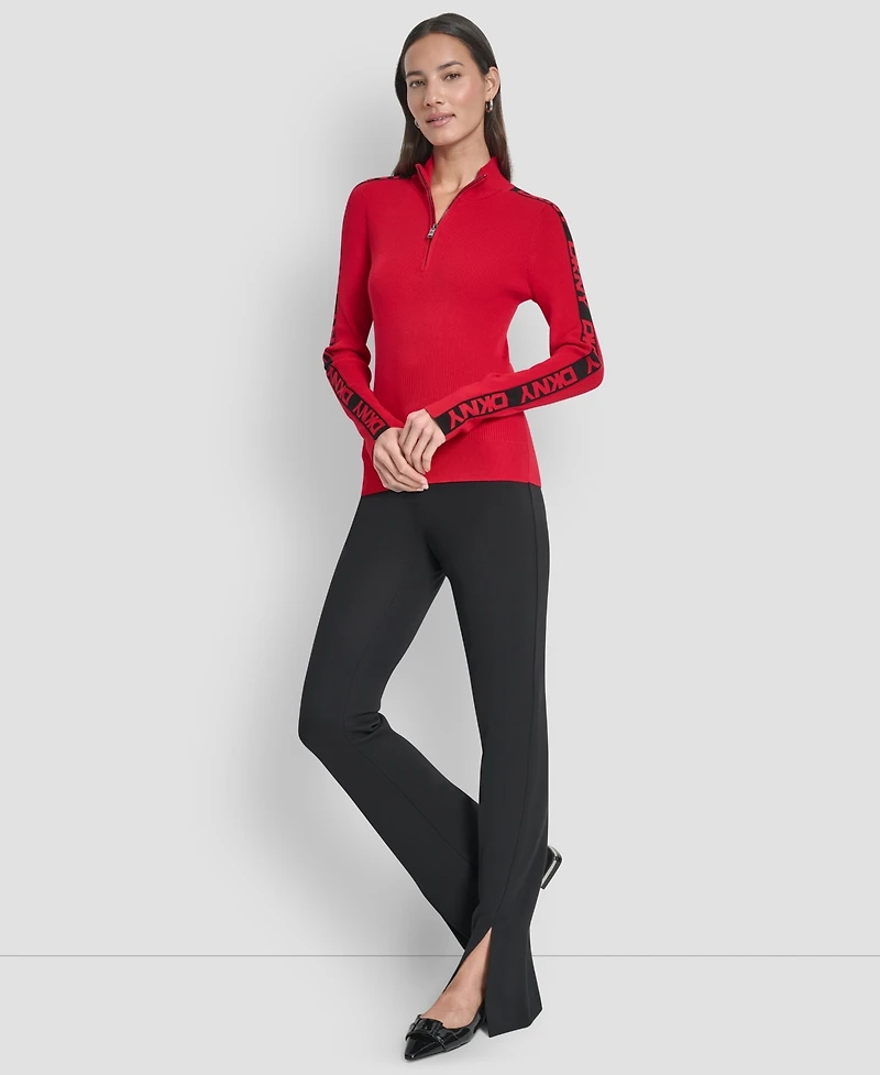 Dkny Women's Quarter Zip Mock Neck Sweater
