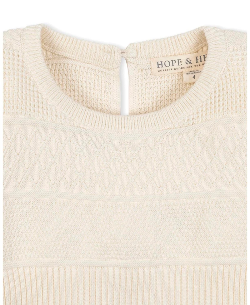Hope & Henry Little and Big Girls' Organic Long Sleeve Ruffle Cuff Sweater Dress
