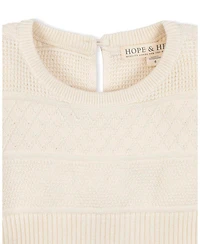 Hope & Henry Little and Big Girls' Organic Long Sleeve Ruffle Cuff Sweater Dress
