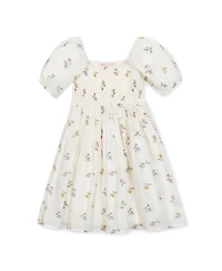 Hope & Henry Toddler Girls' Organic Bubble Sleeve Smocked Dress