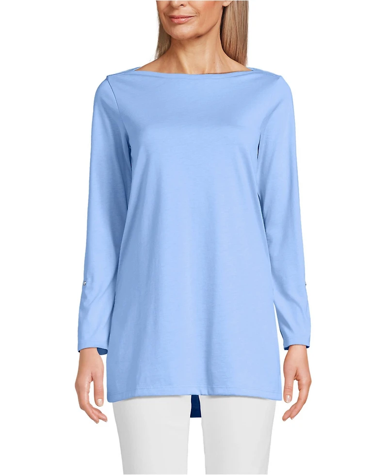 Lands' End Women's Supima Cotton Adjustable 3/4 Sleeve Boatneck Tunic