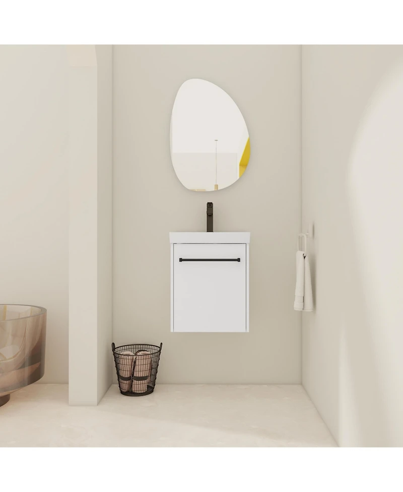 Casainc 18 Inch Floating Bathroom Vanity with Ceramic Sink and Soft-Close Cabinet Door