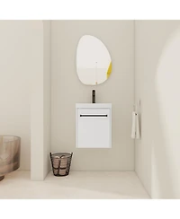 Casainc 18 Inch Floating Bathroom Vanity with Ceramic Sink and Soft-Close Cabinet Door