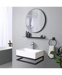 Aquaterior Wall Mount Ceramic Sink w/ One Hole Bathroom Faucet Single Handle Chr