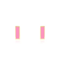 The Lovery Bubblegum Pink Bar Stud Earrings 14K Gold