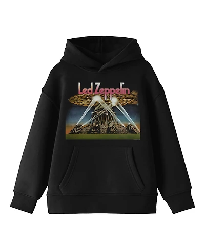 Led Zeppelin Searchlight Poster Long Sleeve Youth Black Hooded Sweatshirt-xs