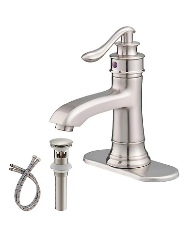 Greenspring Single Hole Single-Handle Low-Arc Bathroom Faucet With Pop-up Drain Assembly Brushed Nickel