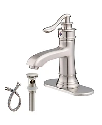 Greenspring Single Hole Single-Handle Low-Arc Bathroom Faucet With Pop-up Drain Assembly Brushed Nickel