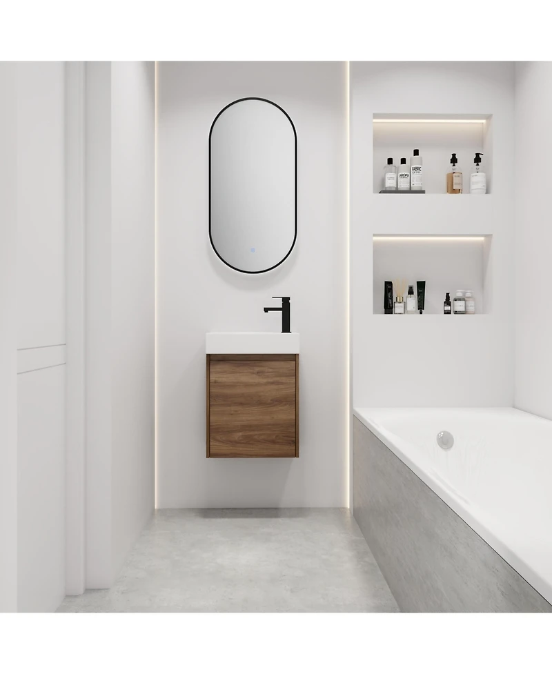 Casainc 18 Inch Floating Vanity with Single Sink for Compact Bathroom Spaces