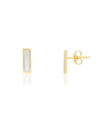 The Lovery Mother of Pearl Bar Stud Earrings 14K Gold