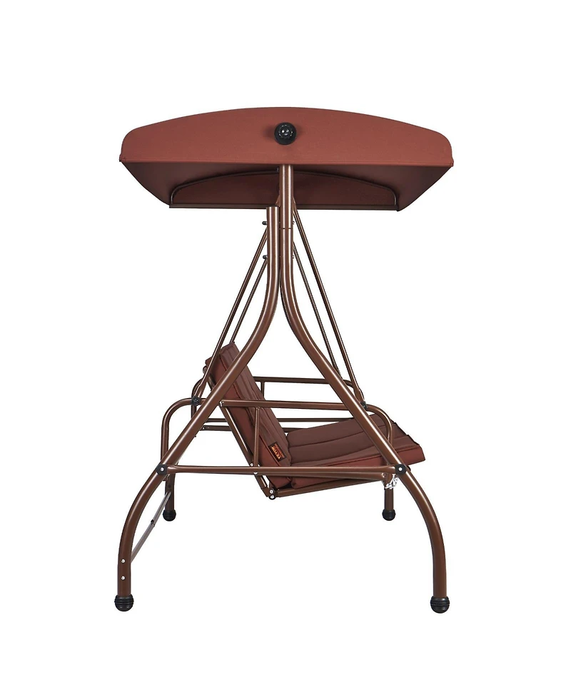 Flynama 3-Seat Patio Swing Chair, Converting Canopy Swing, Outdoor Patio Porch with Adjustable Canopy, Removable Thick Cushion and Alloy Steel Frame,