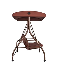 Flynama 3-Seat Patio Swing Chair, Converting Canopy Swing, Outdoor Patio Porch with Adjustable Canopy, Removable Thick Cushion and Alloy Steel Frame,