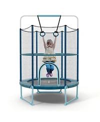 Akiudex 60-Inch Trampoline with Gymnastic Bar and Rings for Kids