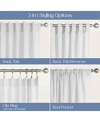 Awesome Home Textured Double Ruffle Rod Pocket Curtains Pair