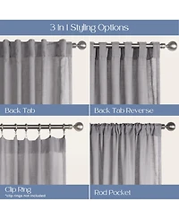 Awesome Home Textured Double Ruffle Rod Pocket Curtains Pair