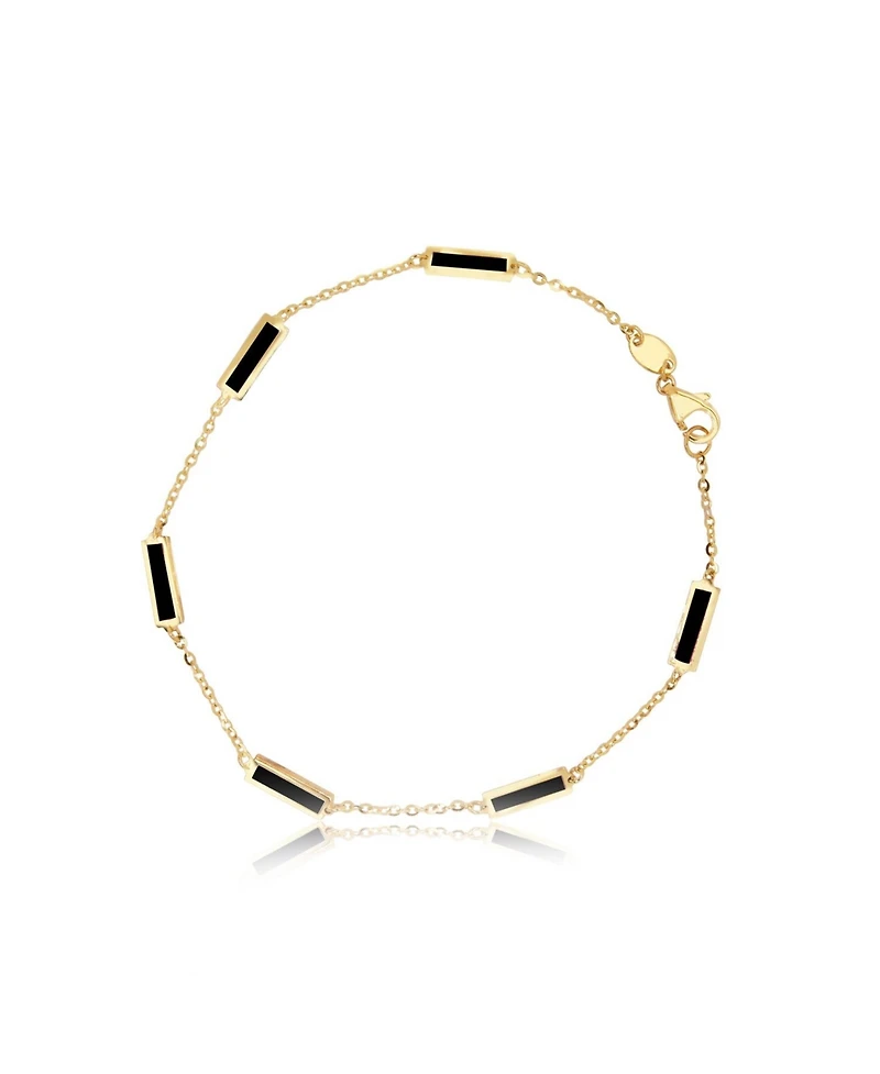 The Lovery Onyx Bar Chain Bracelet 14K Gold