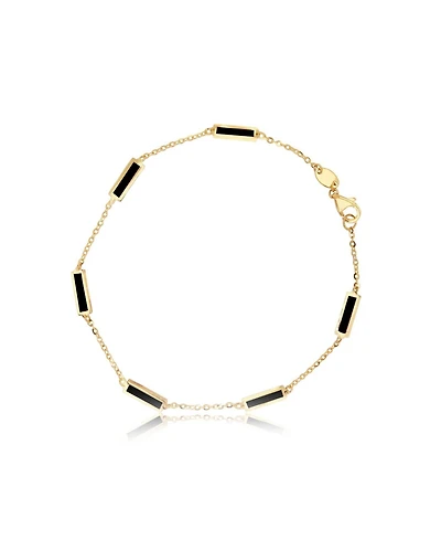 The Lovery Onyx Bar Chain Bracelet 14K Gold