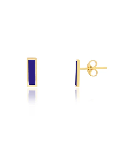 The Lovery Lapis Bar Stud Earrings 14K Gold