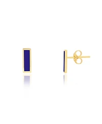 The Lovery Lapis Bar Stud Earrings 14K Gold