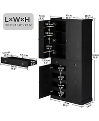 Ironck Kitchen Pantry with Drawer, Sliding Storage Rack, Black