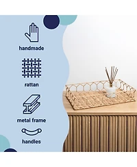 Jonathan Y Honeycom Rustic Bohemian Hand-Woven Rattan Tray