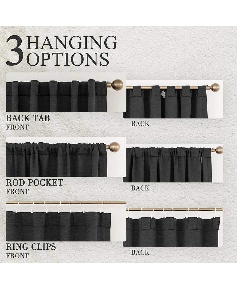 Awesome Home Cotton Blend Light Filtering Back Tab Curtains (2 Panels), 52"x108"