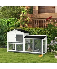 PawHut 2-Story Rabbit Hutch Wooden Bunny Hutch Cage Small Animal House