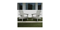 Flynama Solid Cedar Wood Folding Adirondack Chair Set of 2 with Embossed Grain
