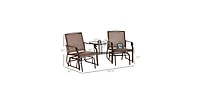 Outsunny 77 Inch 2 Person Outdoor Glider Set with Coffee Table