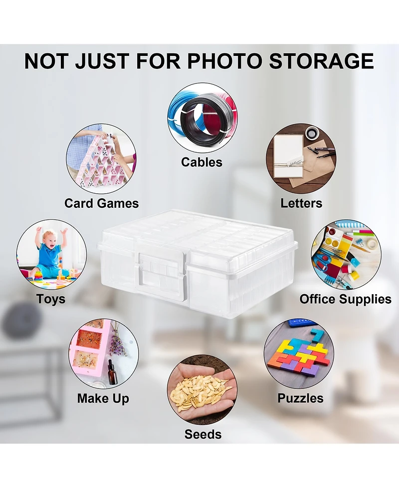 Sorbus 2 Pack Clear Durable Box with 16 Cases (4" x 6") Organizers and Storage Cases - Great for Photo Organization and Craft Storage