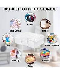 Sorbus 2 Pack Clear Durable Box with 16 Cases (4" x 6") Organizers and Storage Cases - Great for Photo Organization and Craft Storage
