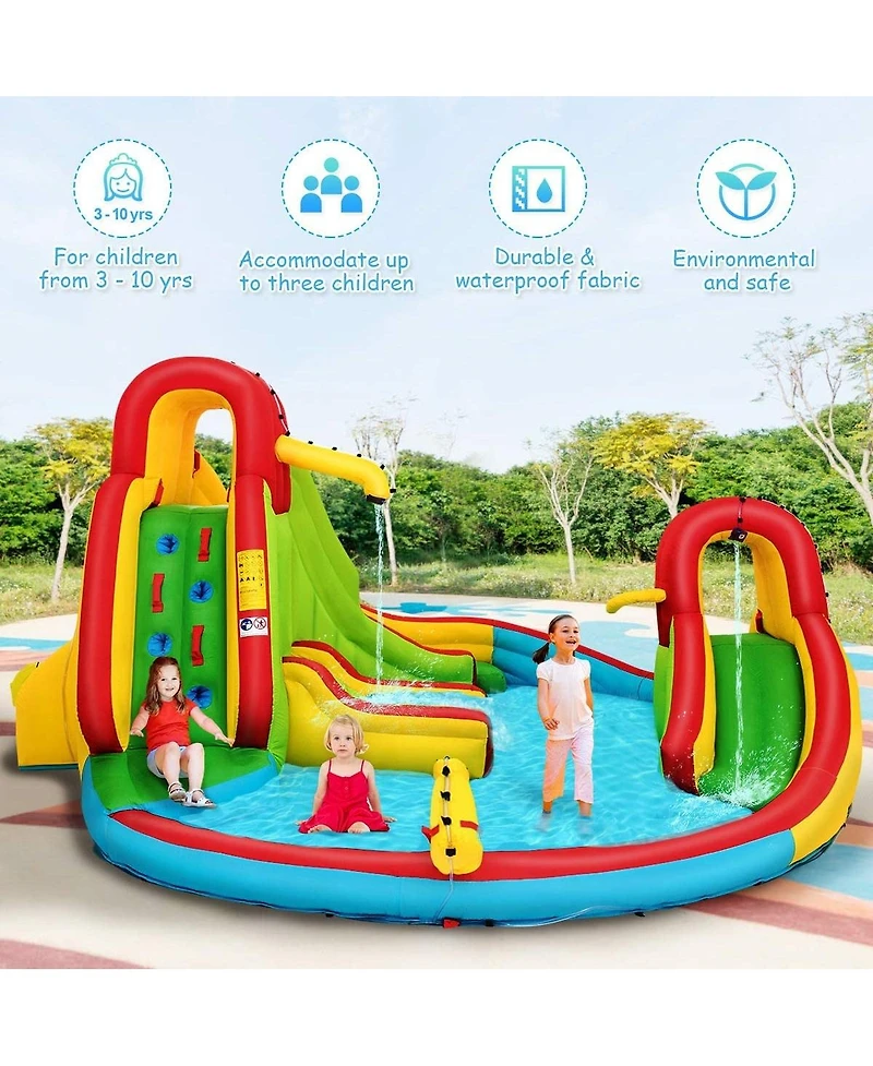 Akiudex Inflatable Water Park with Dual Slides and Splash Pool