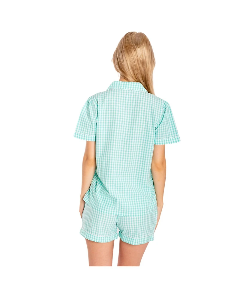 Sant and Abel Women's Hepburn Gingham Mint Short Pj Set