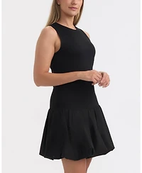 Ellen Tracy Women's Mixed Media Balloon Skirt Dress