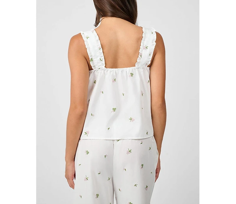 WeWoreWhat Women's Ruffle Button Front Tank Top