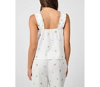 WeWoreWhat Women's Ruffle Button Front Tank Top